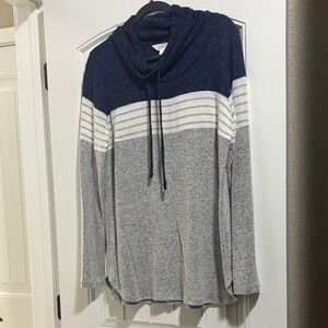 Market & Spruce Navy and Gray Cowl Neck Sweater